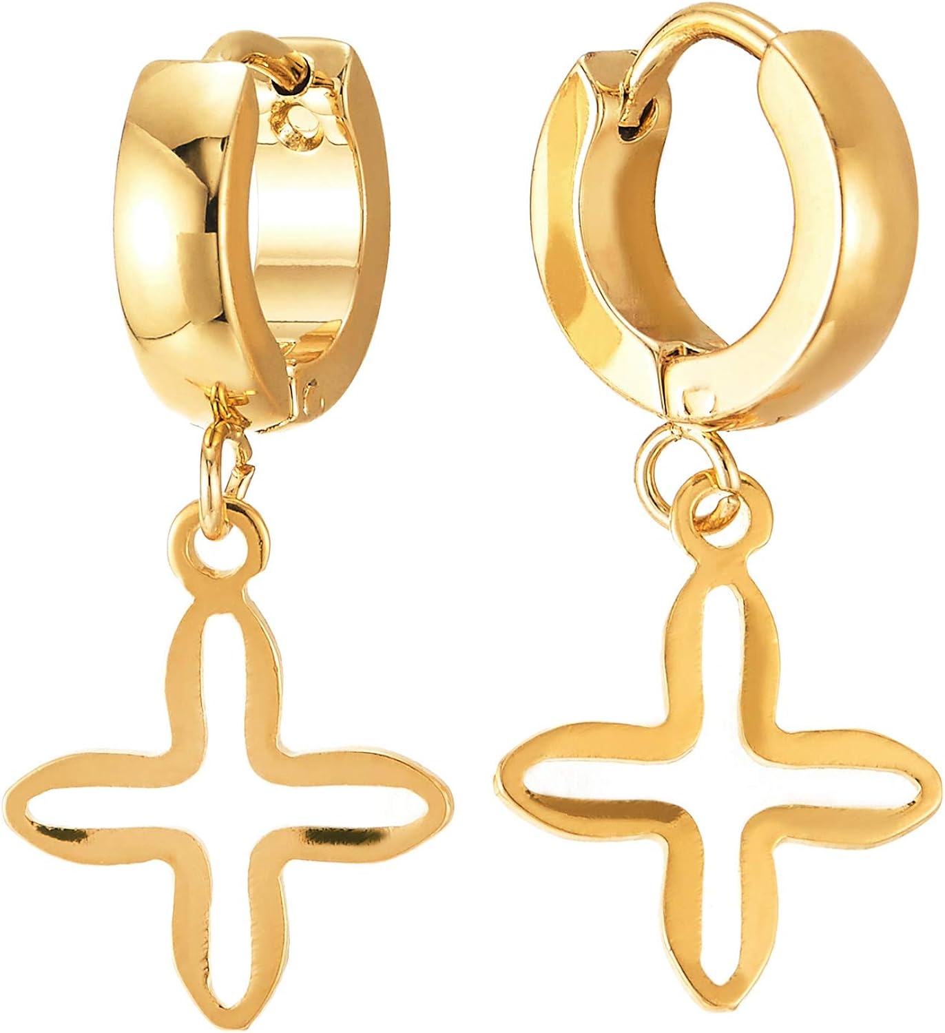 Edelstahl Creolen Ohrringe - Rillen Design Huggie Ohr Manschetten Satiniert