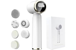 Facial Cleansing Brush, KissDate 6 in 1 Electric Face Scrubber Face Wash Brush Rechargable IPX6 Waterproof Face Scrubber Exfoliator with 6 Brush Heads, Gifts for Teen Girls Women Men