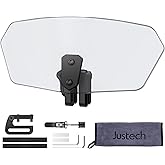 Justech Motorcycle Windshield Extender, Clip-On Deflector, Smoke, Black | Adjustable Clip-On Spoiler With Black Bracket, High-Speed Stability, Compatible With Kawasaki, BMW, Triumph And Models