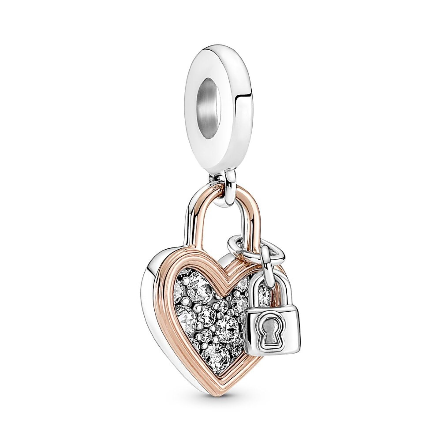Pandora Heart Padlock Double Dangle Charm 780087C01