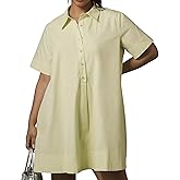 Dsewpaur Women Short Sleeve Swing Tunic Mini Dress Oversized Button Down Shirt Dress Summer Casual Flowy A Line Dress