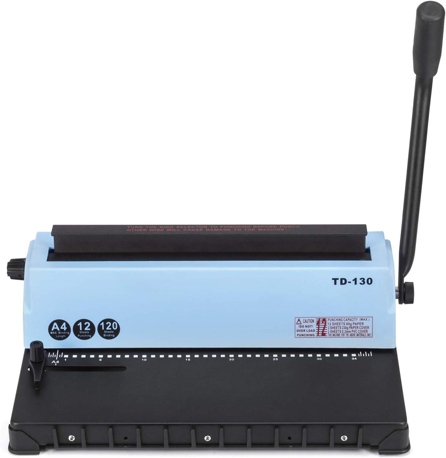 MosaicAL Manual Coil Binding Machine with Electric Coil Insert er 34 Holes 120 Sheet of A4 Papers Spiral Coil Book Binding Machine(34Holes/ TD-130)