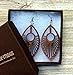 Wood Peacock Feather Earrings from Solid Mahogany Stained Maple
