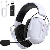 RYR Wireless Gaming Headset for Xbox Series X|S, Xbox One, PC, PS5/4, Mac, Mobile, Switch, 3D Surround Sound, Bluetooth 5.3, 60H Battery, Gaming Headphones with Detachable Noise Canceling Mic-White
