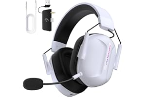RYR Wireless Gaming Headset for Xbox Series X|S, Xbox One, PC, PS5/4, Mac, Mobile, Switch, 3D Surround Sound, Bluetooth 5.3, 60H Battery, Gaming Headphones with Detachable Noise Canceling Mic-White