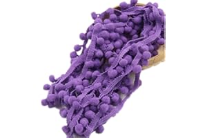 ZHIHENG 20 Yards Pom Poms Fringe Ball Trim Sewing Ribbon Embroidered Lace Tassel Applique for Clothing Accessories Bedding Quilting Crafts Supplies (Purple)