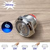 Gebildet 19mm 20A Blue LED Latching Stainless Steel Push Button Switch view 2