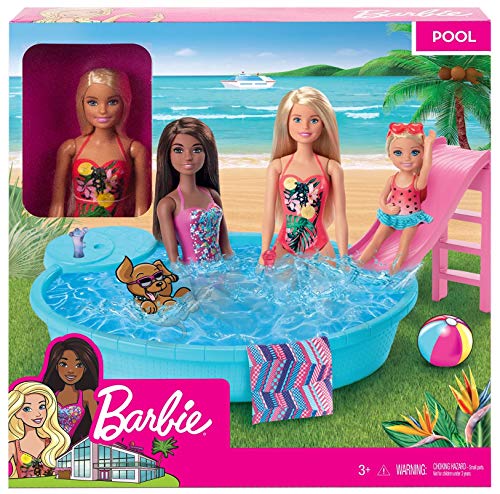 Barbie-Pool, 1x Puppe mit blonden Haaren, Pool und Rutsche, Accessoires, Geschenk für Kinder, Spielzeug ab 3 Jahre,GHL91 – Bild 7