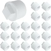 Luomorgo 3/4 Inch PVC Plug Male Threaded Pipe End Cap | 20 Pcs, White, PVC Cleanout Plug, Water Pipe Fitting for Plumbing Water Line