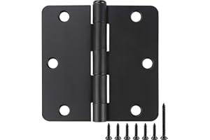 JIW 18 Pack Black Door Hinges Black Matte Black Hinges for Doors 3 1/2 Interior Door Hinges 3.5" x3.5 Inch Hinges Rounded 1/4" Raidus Standard Residential Bedroom Door Hinge Sturdy Door Hardware