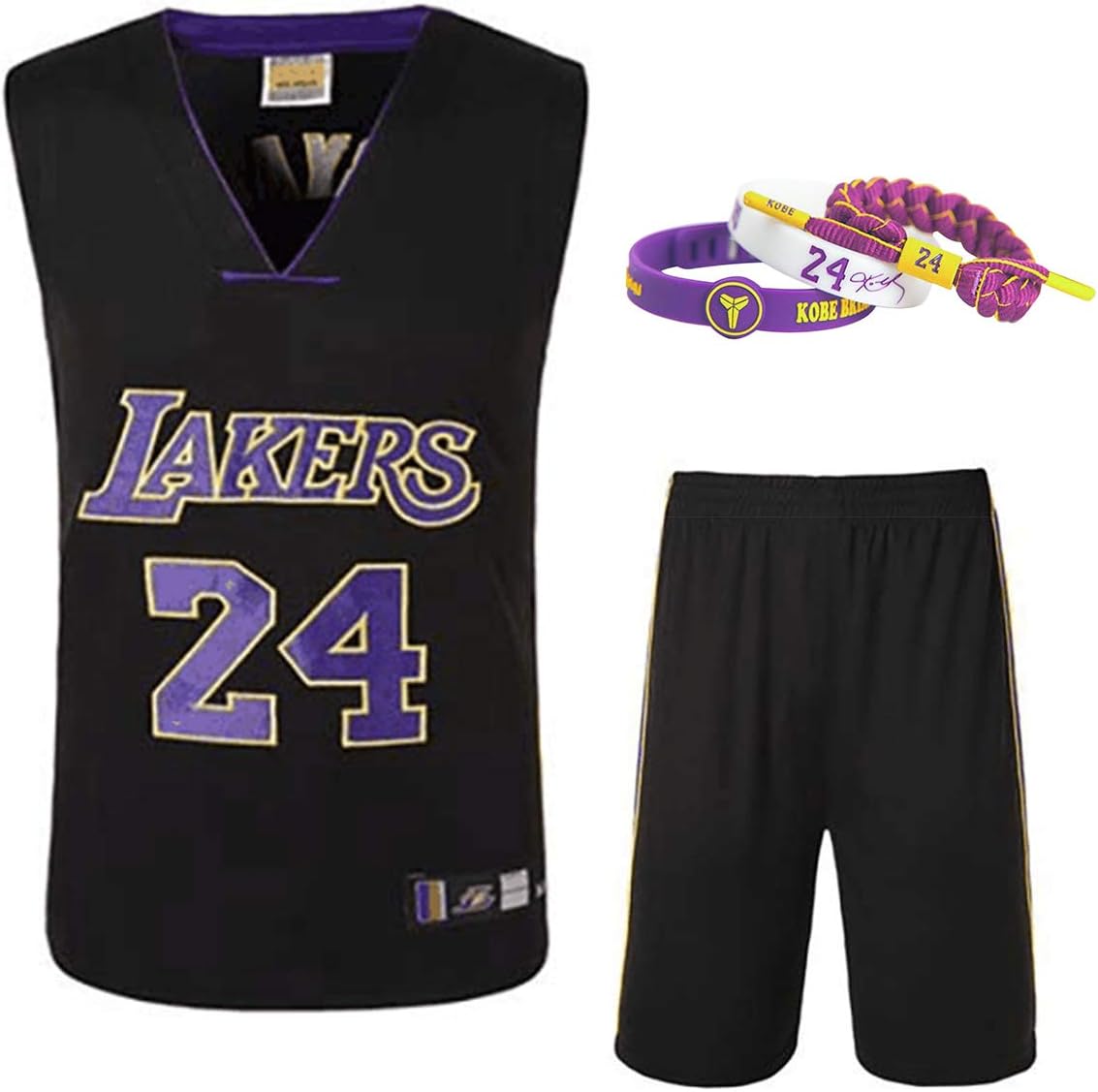 Lakers Kobe No 24 Basketball Jersey Teens Mesh Basketball Sport Swingman Jersey Sleeveless Sport Vest Top Shorts With Kobe No 24 Hand Rope Set Jerseys Amazon Canada