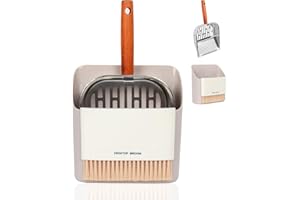 Cat Litter Scoop with Holder - Metal Litter Scoop Portable Broom and Dustpan Set, Stainless Steel Kitty Poop Scooper with Coa