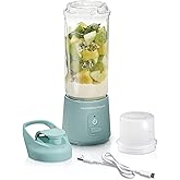 Hamilton Beach Mini Cordless Portable Personal Blender for Shakes and Smoothies, USB Rechargeable, 16 oz. Jar with Leakproof Travel Lid, 6 Stainless Steel Blades, Blue (51182)