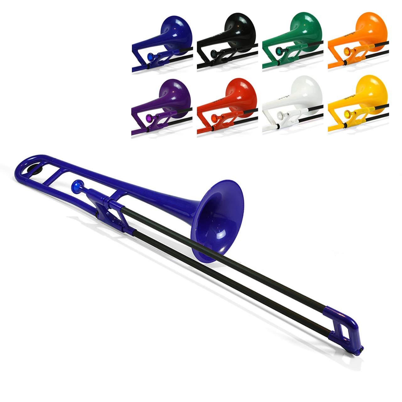 pBone Plastic Trombone with Mouthpiece and Carry Bag - Bb Student Beginner - Blue