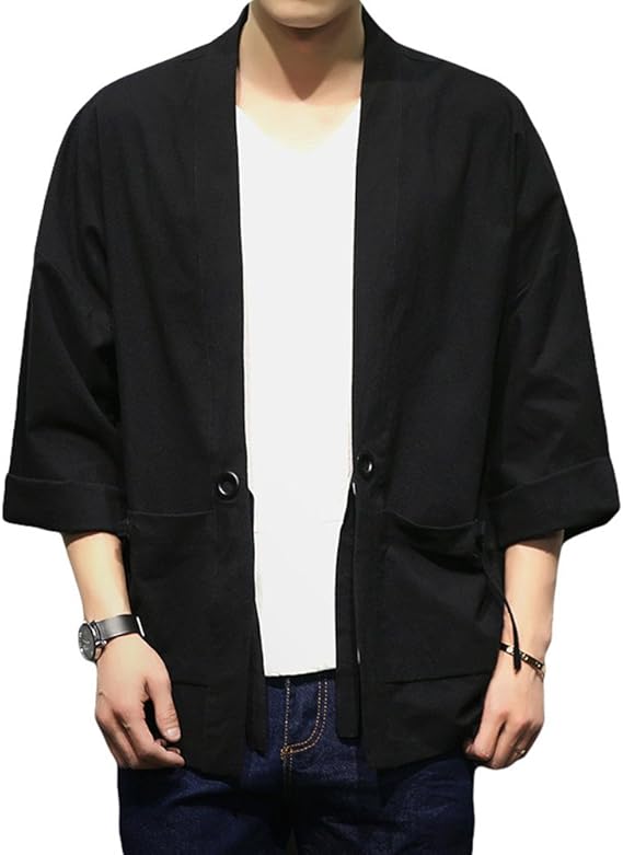 Mens Kimono Cardigan Jacket Yukata Coat Cotton Blends Linen at Amazon