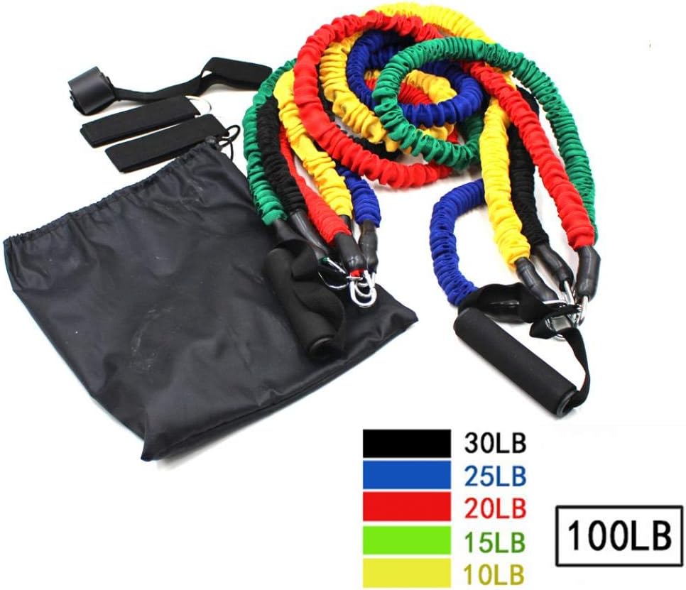 Auppy 11 Pcs Resistance Bands Set, Fitness Kit Includes Protective Nylon Sleeves, Exercise Tubes, Door Anchors, Ankle Straps, Foam Handles for Resistance Training, Physical Therapy, Home Workouts