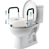 Careboda Raised Toilet Seat with Handles, 4.7 Inch Toilet Seat Riser for Seniors, Removable Padded Handles, Adjustable Height