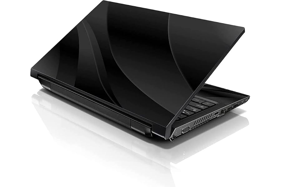 LSS 15 15.6 Inches Laptop Notebook Skin Sticker with 2 Wrist Pads - Reusable Cover Protector Vinyl Sticker Cover Decal Fits 13" - 16" HP Asus Acer Samsung - Black Waves