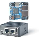 Friendlyelec NanoPi R5C Mini Router with Metal Case, RK3568 Development Board, 4GB LPDDR4X 64GB eMMC, 0.8TOPS NPU, Support OpenWrt Docker, Two Ethernet Ports, M.2, HDMI 2.0 (Without M.2 Wi-Fi Module)