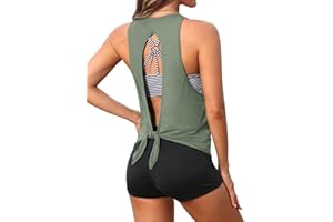 Aqua Eve 3 Piece Tankini Swimsuit for Women Tank Bathing Suit with Shorts Open Back Athletic Swimwear