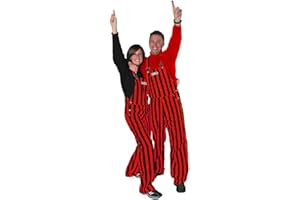 Game Bibs Red & Black Adult Striped Game Day Overalls for Men and Women - Sporting Event and Tailgating Attire