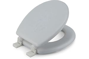 J&V Textiles Embroidered Soft Round Toilet Seat With Easy Clean & Change Hinge, Padded (White)
