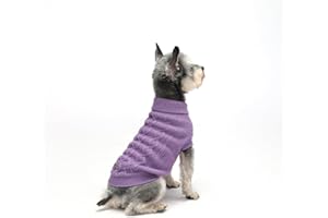 MengMengDa,Dog Pullover Sweater, Cable Knitwear, Classic Turtleneck Warm and Soft Clothes for Chihuahua, Bulldog, Dachshund, Pug, Yorkie,Dog Outfits for Small Dogs Medium Dogs, (Purple M)…