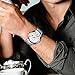 Voeons Silver Steel Band Watches for Men Classic Stainless Steel Watch Casual Business Quartz Analog Wrist Watch with Calendar