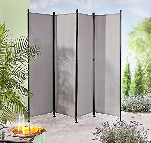IMC Paravent Raumteiler Trennwand dunkelgrau 4-teilig - flexibel verstellbar