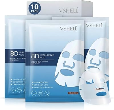 VSHELL Hyaluronic Acid Face Sheet Mask Set of 10 - Hydrating Korean Beauty