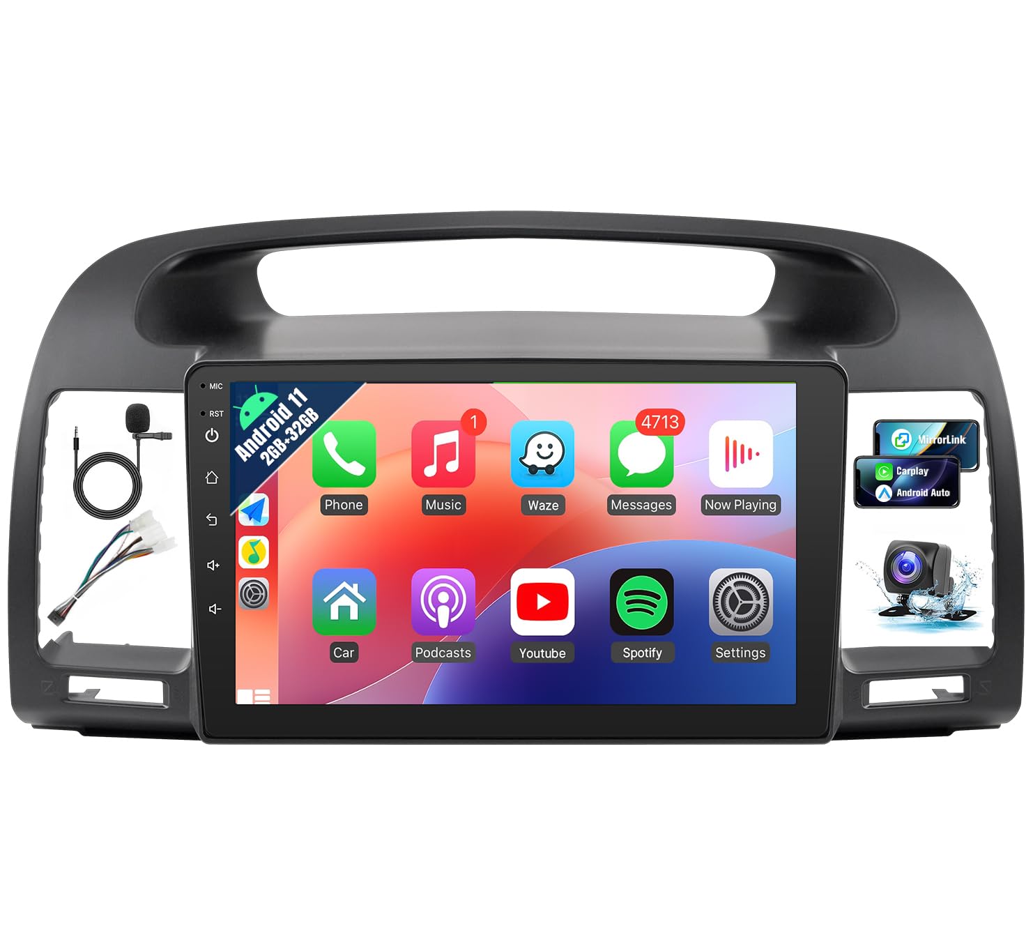 Photo 1 of Naifay Android Car Stereo for Toyota Camry 2002 2003 2004 2005 2006 Radio, 9inch Touch Screen for Toyota Camry Car Radio with Carplay Android Auto Bluetooth WiFi GPS SWC Camera(Non-J.B.L Version)