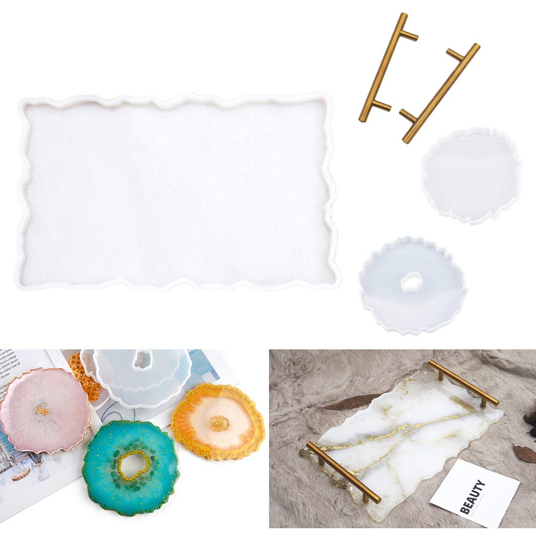 Buy Heflashor Large Resin Silicone MouldIrregular Coasters Casting