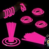 ZSMKJIAYE 40 Pack 8” Pink Glow Sticks Bracelet Necklaces Bulk with 40 Connectors Neon Glow In The Dark Party favors Supplies for Holiday Birthday Party Decoration (Pink)