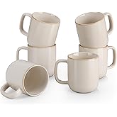 vancasso Coffee Mugs Set of 6, 12 Oz Ceramic Coffee Cups with Handle, Ceramic Unique Glaze Coffee Cup for Cappuccino, Latte, Tea, Cocoa, Dishwasher & Microwave Safe Gift Sets, Beige, Series PLAYA