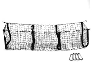 MICTUNING Trunk Cargo Organizer Storage Net - Heavy Duty Stretchable Cargo Net for Car, SUV, Pickup Truck Bed - Black Mesh wi