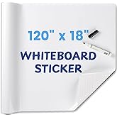HeatPomelo Whiteboard Sticker for Wall, 120" x 17.3" (300x44 cm) No Ghosting Peel and Stick Dry Erase White Board Roll, Stain