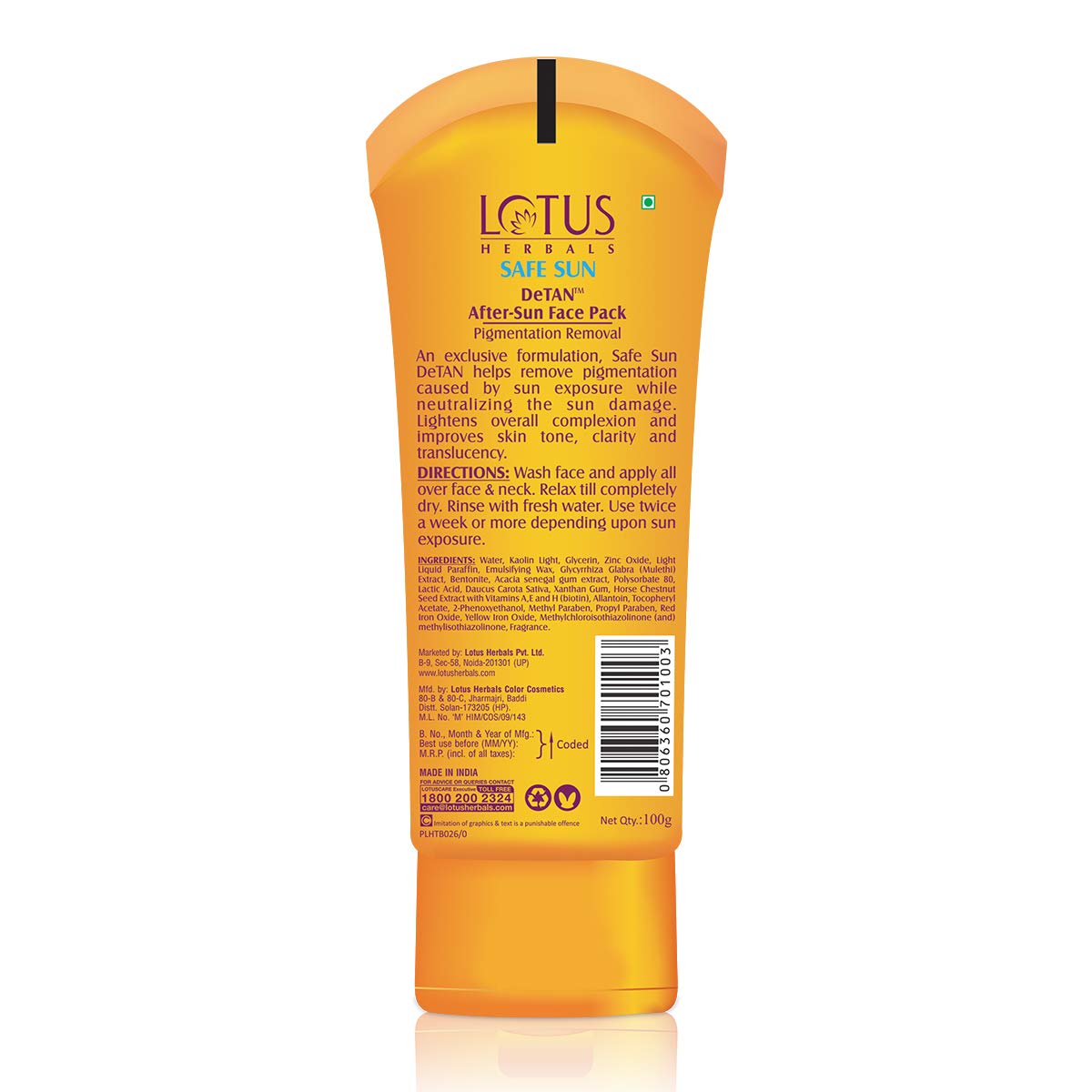Buy Lotus Herbals Safe Sun De Tan After Sun Face Pack 100g Online At Low Prices In India Amazon In lotus herbals safe sun de tan after sun face pack 100g
