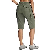 baleaf Women's 15'' Long Shorts with 7 Pockets Hiking Bermuda Shorts Knee Length Lightweight Quick Dry Cargo Capris