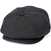 jerague Wool Newsboy Cap for Men Women - Classic Vintage Gatsby Lvy Cabbie Hat Flat Beret Cap Adjustable Size