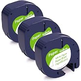Compatible with Dymo LetraTag Label Maker Refills White Paper Tape 91330 | 12mm x 4m (1/2" x 13') for LT-100T LT-100H Plus 200B XR, 3-Pack Replace for Dymo LetraTag Refill Label Tape