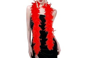 Lamar Feather 5 Feet Long Chandelle Feather Boa, Vintage Style, Red Boas for Decoration, Crafting, Party, Halloween, Dress Up, 1980s Style (Red)