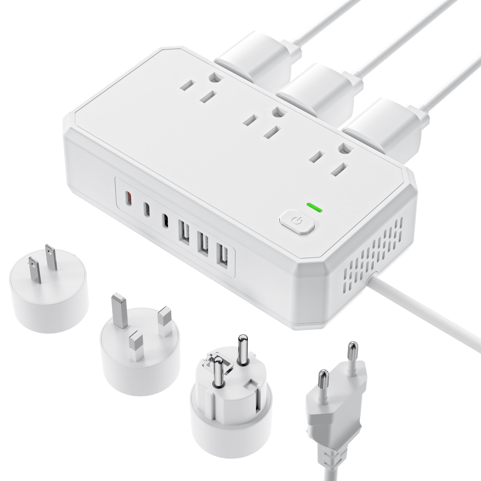 Photo 1 of Puveini US to Europe Travel Adapter 220V to 110V Voltage Converter with 4.5A 6-Port USB Charging and UK/AU/US/EU Worldwide Plug Adapter