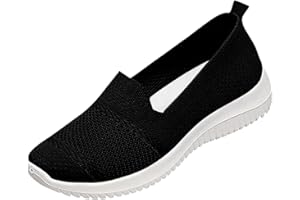 Canvas Wedge Shoes for Women Knit Mesh Lightweight Flats Comfortable Breathable Walking Running Slip-On Orthopedic Espadrille