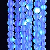 Asingeloo 60PCS 6mm Natural Blue Mystic Aura Quartz Gemstone Frosted Matte Titanium Round Loose Spacer Beads 15 inch Full Strand Crystal Healing Power Quartz