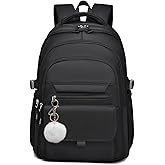 NIWEIYA Backpack for Girls, Solid-Color School Backpack for Boys Kids, Aesthetic Girls Bookbag for Elementary School Travel Daypack,Black