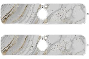 MNSRUU 2 Pack Faucet Splash Catcher White Gold Marble Sink Mat for Faucet Absorbent Kitchen Splash Guard Drip Catcher for Farmhouse Barthroom Bar,S