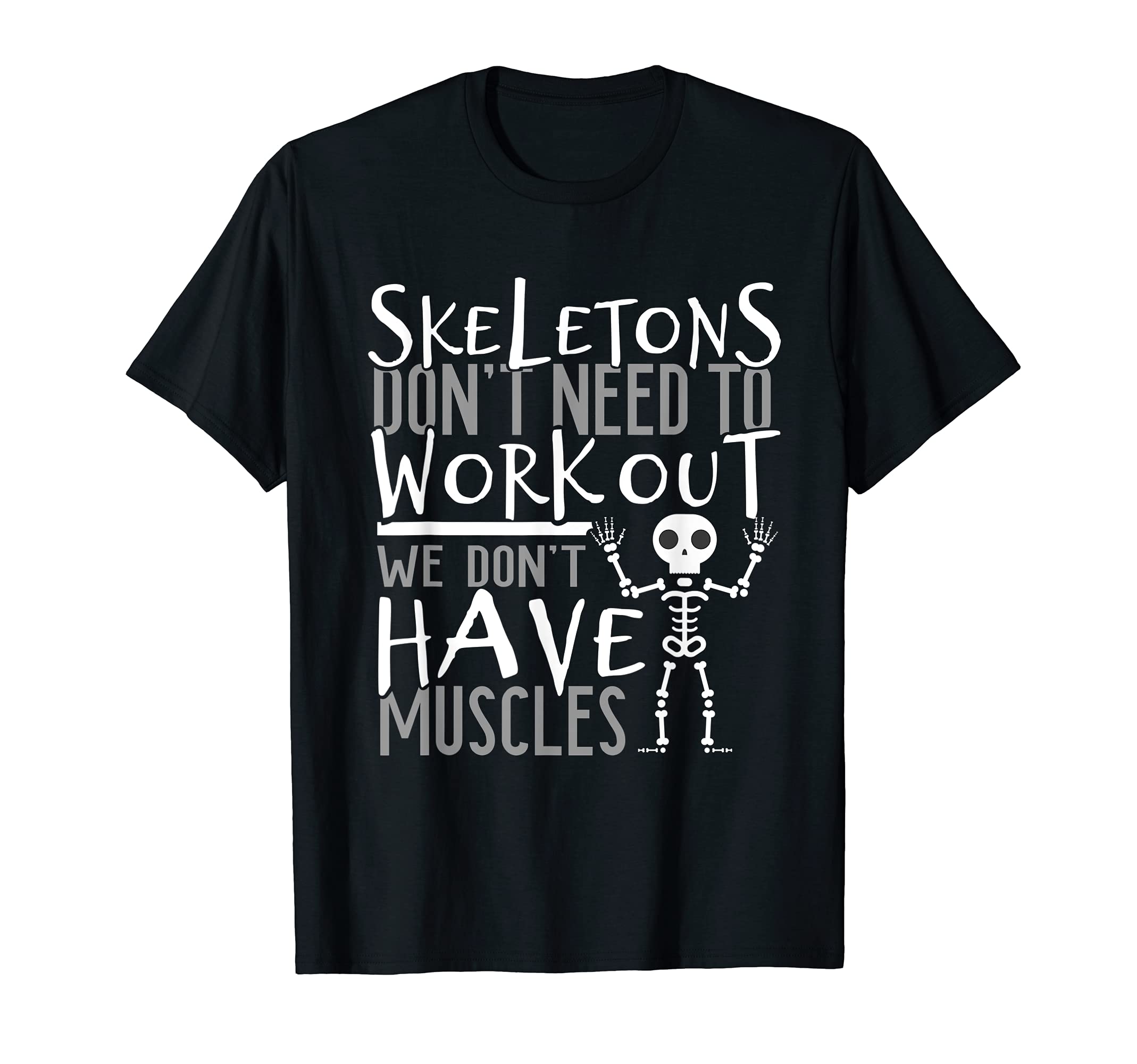 Halloween Skeleton Tshirt Costume Trick Treat Skull Work Out T-Shirt