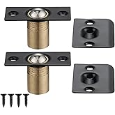 JQK Closet Door Ball Catch Hardware, Stainless Steel Catch Adjustable with Strike Plate, Black Finish 4 Pack, HBC100-BK-P4