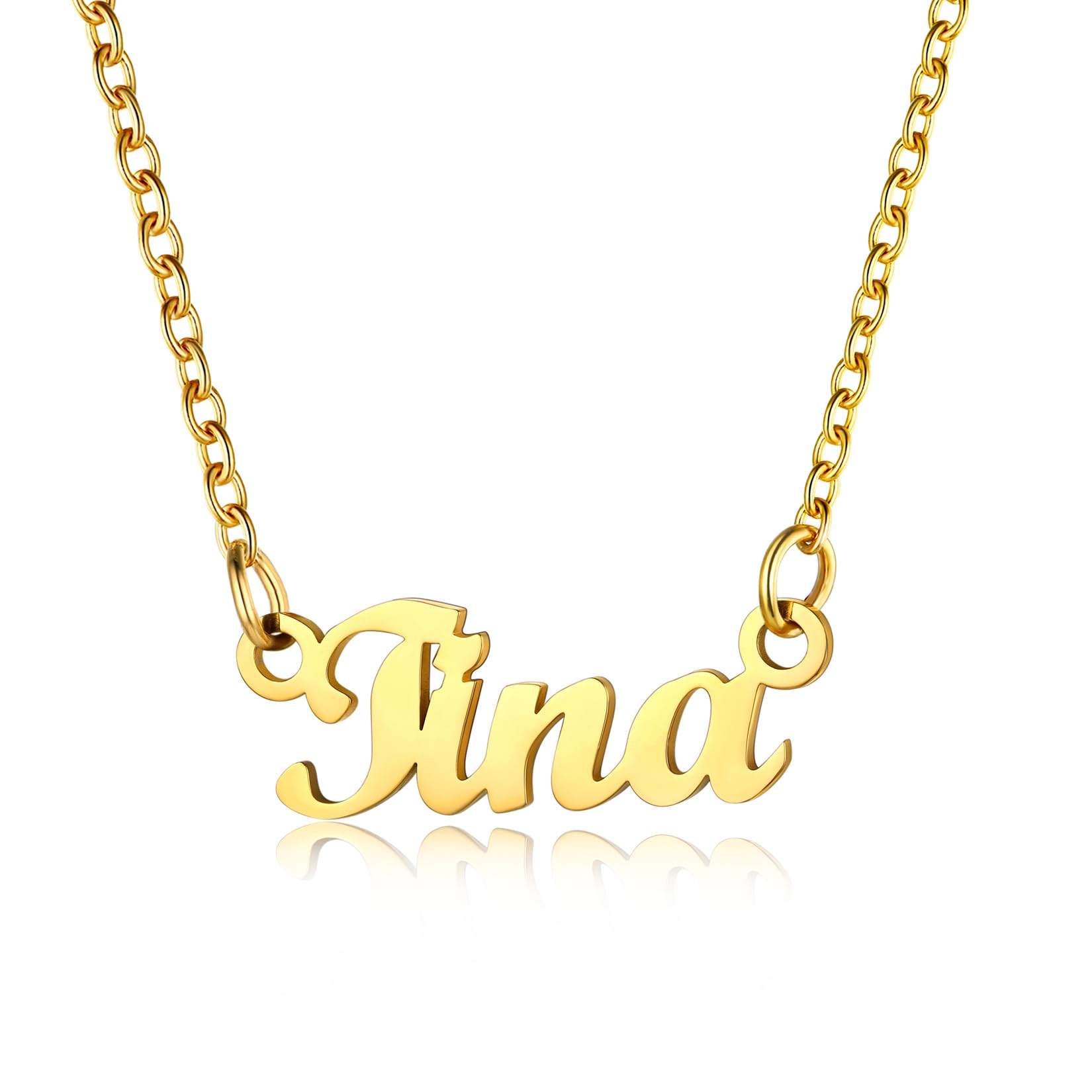 U7 Chain Choker Name Tina Gold Plated Jewellery Custom Necklace Womens — image 1