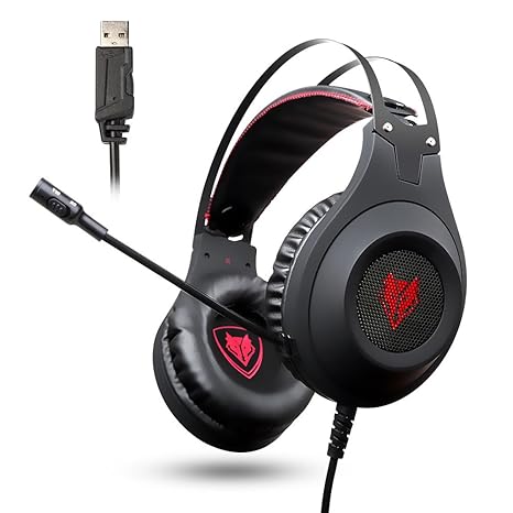 NUBWO PC Gaming Headset, N2 USB Gaming Headphones mit Rauschunterdrückungsmikrofon, Over-Ear Kopfhörer für PC /PS4/ Mac/Lapto